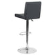 Gray |#| Gray Vinyl Adjustable Height Barstool with Panel Back and Chrome Base