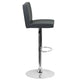 Gray |#| Gray Vinyl Adjustable Height Barstool with Panel Back and Chrome Base