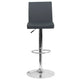 Gray |#| Gray Vinyl Adjustable Height Barstool with Panel Back and Chrome Base