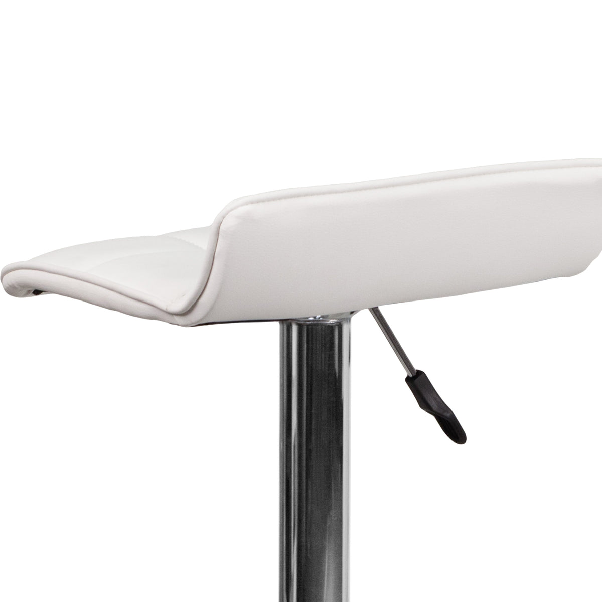 White |#| White Vinyl Adjustable Height Barstool with Quilted Wave Seat and Chrome Base