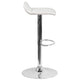 White |#| White Vinyl Adjustable Height Barstool with Quilted Wave Seat and Chrome Base