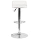 White |#| White Vinyl Adjustable Height Barstool with Quilted Wave Seat and Chrome Base