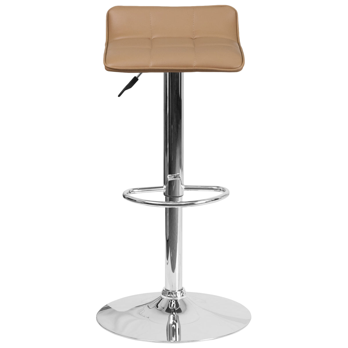 Cappuccino |#| Cappuccino Vinyl Adjustable Height Barstool with Quilted Wave Seat & Chrome Base