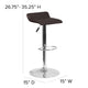 Brown |#| Brown Vinyl Adjustable Height Barstool with Quilted Wave Seat and Chrome Base