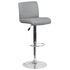 Contemporary Vinyl Adjustable Height Barstool with Rolled Seat and Chrome Base