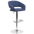 Contemporary Vinyl Adjustable Height Barstool with Rounded Mid-Back