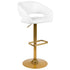 Contemporary Vinyl Adjustable Height Barstool with Rounded Mid-Back