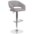 Contemporary Vinyl Adjustable Height Barstool with Rounded Mid-Back