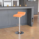 Orange |#| Orange Vinyl Adjustable Height Barstool with Solid Wave Seat and Chrome Base