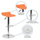 Orange |#| Orange Vinyl Adjustable Height Barstool with Solid Wave Seat and Chrome Base