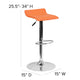 Orange |#| Orange Vinyl Adjustable Height Barstool with Solid Wave Seat and Chrome Base
