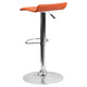 Orange |#| Orange Vinyl Adjustable Height Barstool with Solid Wave Seat and Chrome Base