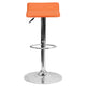 Orange |#| Orange Vinyl Adjustable Height Barstool with Solid Wave Seat and Chrome Base