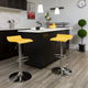 Yellow |#| Yellow Vinyl Adjustable Height Barstool with Solid Wave Seat and Chrome Base