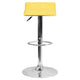 Yellow |#| Yellow Vinyl Adjustable Height Barstool with Solid Wave Seat and Chrome Base