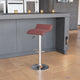Burgundy |#| Burgundy Vinyl Adjustable Height Barstool with Solid Wave Seat and Chrome Base