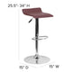 Burgundy |#| Burgundy Vinyl Adjustable Height Barstool with Solid Wave Seat and Chrome Base
