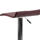 Burgundy |#| Burgundy Vinyl Adjustable Height Barstool with Solid Wave Seat and Chrome Base