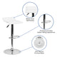 White |#| White Vinyl Adjustable Height Barstool with Solid Wave Seat and Chrome Base
