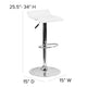White |#| White Vinyl Adjustable Height Barstool with Solid Wave Seat and Chrome Base