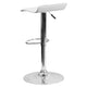 White |#| White Vinyl Adjustable Height Barstool with Solid Wave Seat and Chrome Base