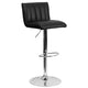 Black |#| Black Vinyl Adjustable Barstool with Vertical Stitch Back/Seat & Chrome Base