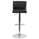 Black |#| Black Vinyl Adjustable Barstool with Vertical Stitch Back/Seat & Chrome Base