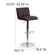 Brown |#| Brown Vinyl Adjustable Barstool with Vertical Stitch Back/Seat & Chrome Base