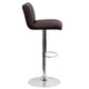 Brown |#| Brown Vinyl Adjustable Barstool with Vertical Stitch Back/Seat & Chrome Base