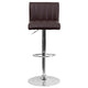 Brown |#| Brown Vinyl Adjustable Barstool with Vertical Stitch Back/Seat & Chrome Base