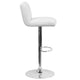 White |#| White Vinyl Adjustable Barstool with Vertical Stitch Back/Seat and Chrome Base