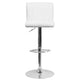 White |#| White Vinyl Adjustable Barstool with Vertical Stitch Back/Seat and Chrome Base