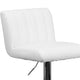 White |#| White Vinyl Adjustable Barstool with Vertical Stitch Back/Seat and Chrome Base