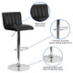 Black |#| Black Vinyl Adjustable Barstool with Vertical Stitch Back/Seat & Chrome Base