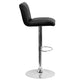 Black |#| Black Vinyl Adjustable Barstool with Vertical Stitch Back/Seat & Chrome Base