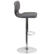 Gray Vinyl |#| Gray Vinyl Adjustable Height Barstool w/ Vertical Stitch Back & Chrome Base