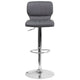 Gray Vinyl |#| Gray Vinyl Adjustable Height Barstool w/ Vertical Stitch Back & Chrome Base