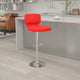 Red Vinyl |#| Red Vinyl Adjustable Height Barstool w/ Vertical Stitch Back & Chrome Base