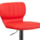 Red Vinyl |#| Red Vinyl Adjustable Height Barstool w/ Vertical Stitch Back & Chrome Base