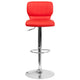 Red Vinyl |#| Red Vinyl Adjustable Height Barstool w/ Vertical Stitch Back & Chrome Base