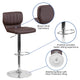 Brown Vinyl |#| Brown Vinyl Adjustable Height Barstool w/ Vertical Stitch Back & Chrome Base