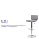 Gray Fabric |#| Gray Fabric Adjustable Height Barstool w/ Vertical Stitch Back & Chrome Base