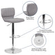 Gray Fabric |#| Gray Fabric Adjustable Height Barstool w/ Vertical Stitch Back & Chrome Base
