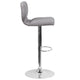 Gray Fabric |#| Gray Fabric Adjustable Height Barstool w/ Vertical Stitch Back & Chrome Base