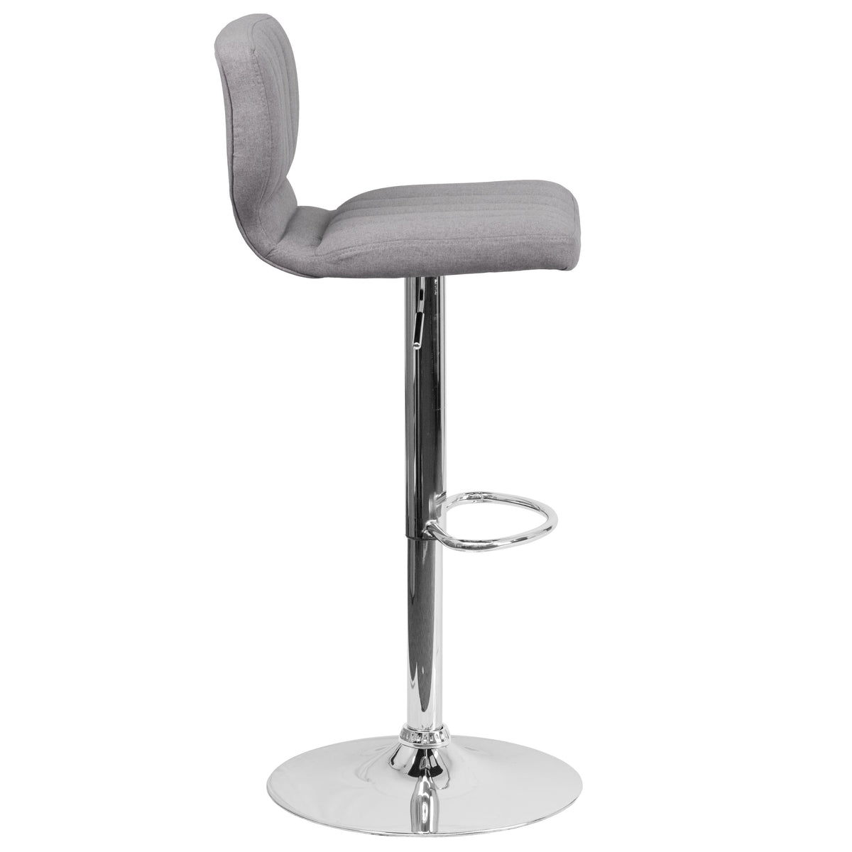 Gray Fabric |#| Gray Fabric Adjustable Height Barstool w/ Vertical Stitch Back & Chrome Base