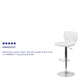 White Vinyl |#| White Vinyl Adjustable Height Barstool w/ Vertical Stitch Back & Chrome Base