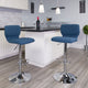 Blue Fabric |#| Blue Fabric Adjustable Height Barstool w/ Vertical Stitch Back & Chrome Base