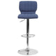 Blue Fabric |#| Blue Fabric Adjustable Height Barstool w/ Vertical Stitch Back & Chrome Base