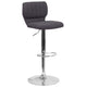 Charcoal Fabric |#| Charcoal Fabric Adjustable Height Barstool w/ Vertical Stitch Back & Chrome Base
