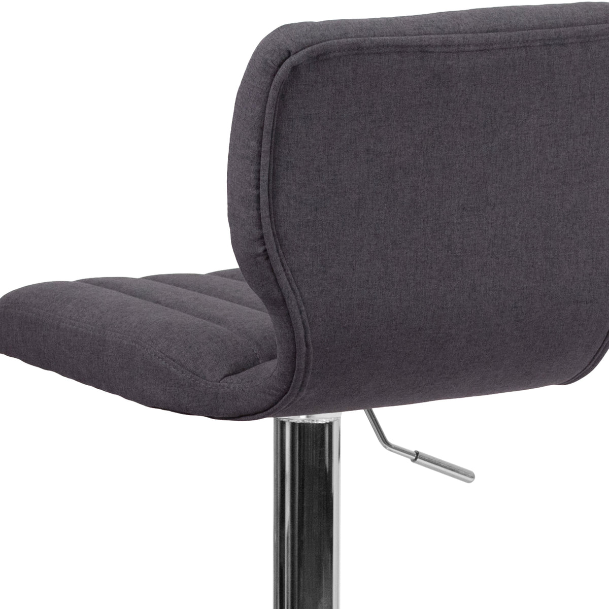 Charcoal Fabric |#| Charcoal Fabric Adjustable Height Barstool w/ Vertical Stitch Back & Chrome Base